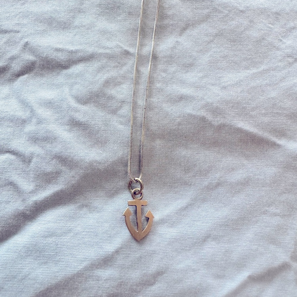 ✨Jane Diaz 10k Rose Gold ⚓️Anchor Charm Necklace w/ Sterling Silver Chain 16”✨